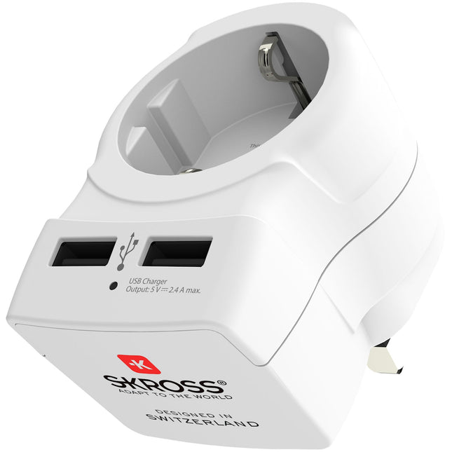 Cestovní adaptér Evropa do Velké Británie atd. 2xUSB-A 12W uzemněný