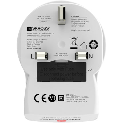 Cestovní adaptér Evropa do Velké Británie atd. 2xUSB-A 12W uzemněný