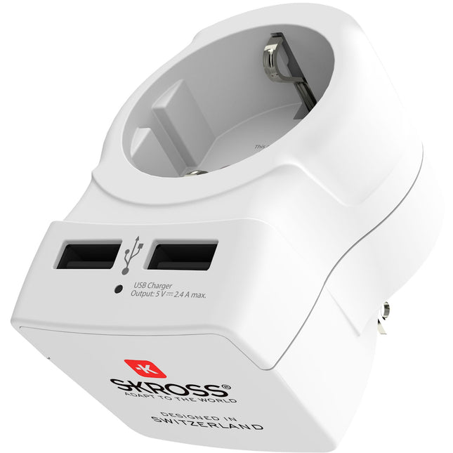 Cestovní adaptér Evropa do USA atd. 2xUSB-A 12W uzemněný