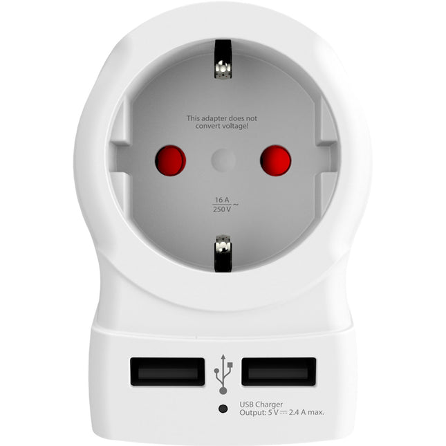 Cestovní adaptér Evropa do USA atd. 2xUSB-A 12W uzemněný