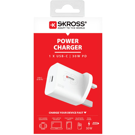 Cestovní nabíječka Velká Británie atd. USB-C PD 30W neuzemněná