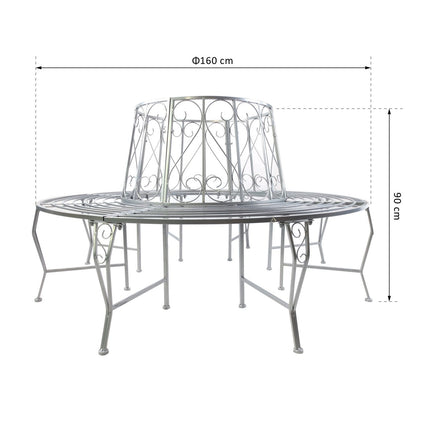 Zahradní kovová lavice 360°, kulatá 160 cm
