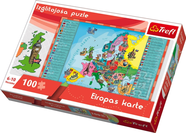Trefl Educational Puzzle 100 Europe (In Latvian Lang.)