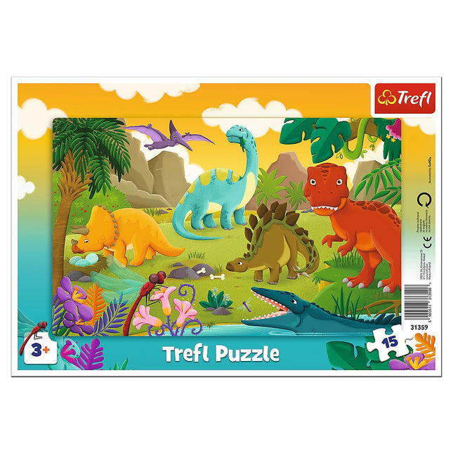 Trefl Frame Puzzle Dinosaurs, 15 Pcs
