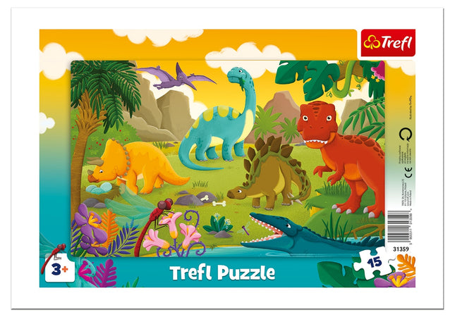 Trefl Frame Puzzle Dinosaurs, 15 Pcs