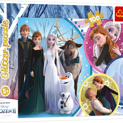 Trefl Frozen třpytivé puzzle Frozen II, 100 ks