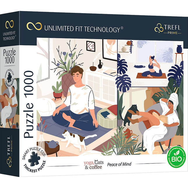 Trefl Prime puzzle Yoga Cats Coffee Peace Of Mind, 1000 ks