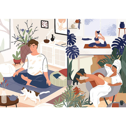 Trefl Prime puzzle Yoga Cats Coffee Peace Of Mind, 1000 ks