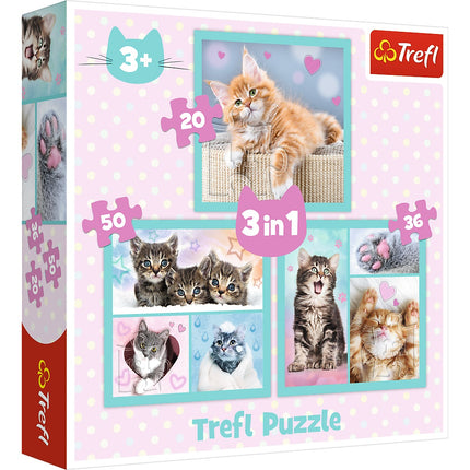 Trefl puzzle sada 3 v 1 koťata