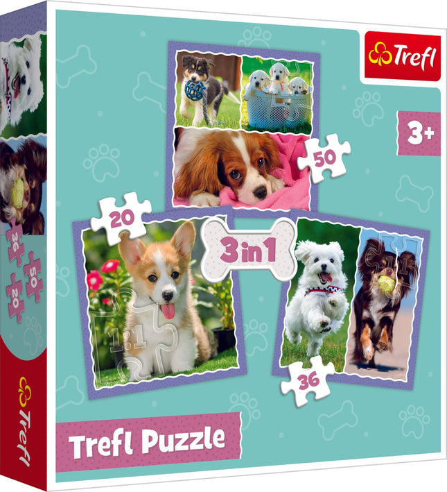 Trefl puzzle sada 3 v 1 štěňata
