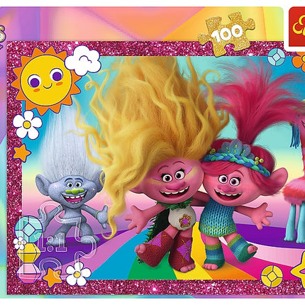 Třpytivé puzzle Trefl Trolls 3 100 dílků
