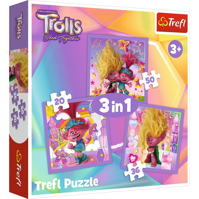 Puzzle Trefl Trolls 3 sada 3 v 1