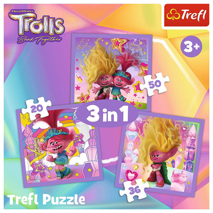 Puzzle Trefl Trolls 3 sada 3 v 1