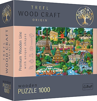 Dřevěné puzzle Trefl slavná místa Francie 1000 dílků