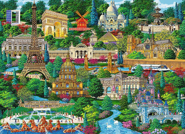 Dřevěné puzzle Trefl slavná místa Francie 1000 dílků