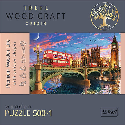 Dřevěné puzzle Trefl Westminsterský palác Big Ben Londýn 500+1 dílků