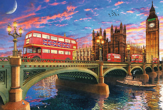 Dřevěné puzzle Trefl Westminsterský palác Big Ben Londýn 500+1 dílků