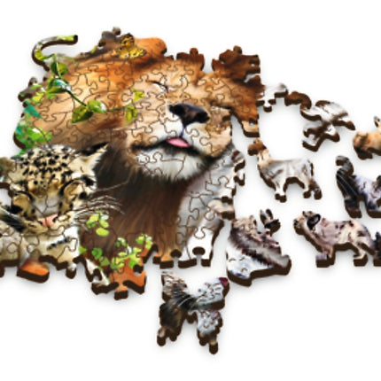 Dřevěné puzzle Trefl divoké kočky v džungli 500+1 dílků