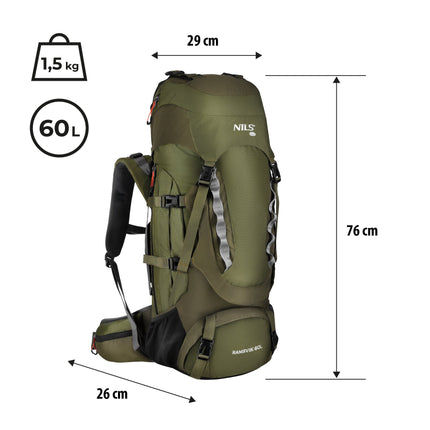 Trekingový batoh 60L s nastavitelnou délkou zad