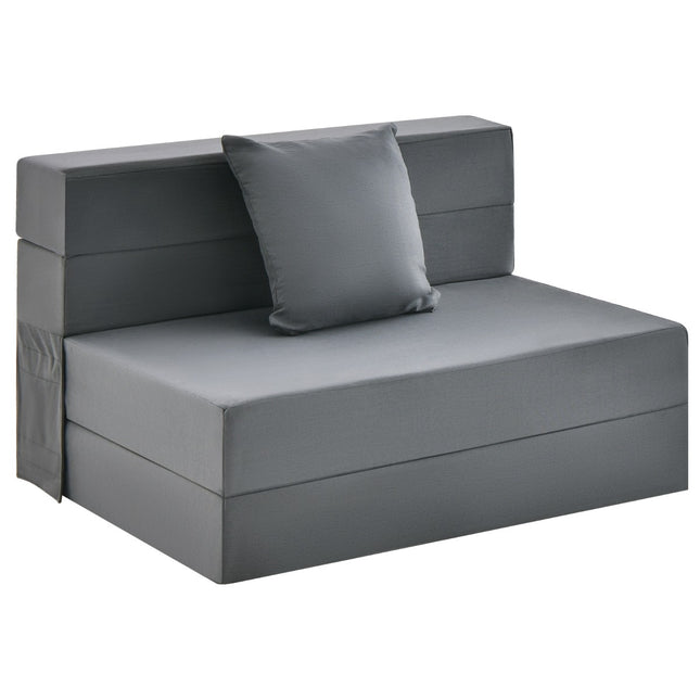 Drievoudig opklapbaar slaapbankmatras, 15 cm dik, inclusief kussen, donkergrijs