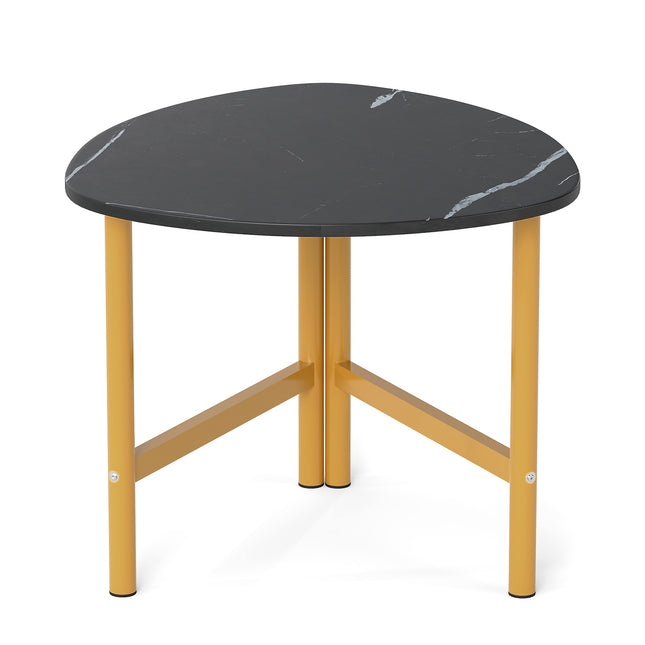 Dreieckiger Couchtisch mit Metallbeinen, Rustikales Braun