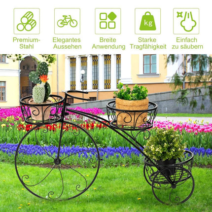 Květinový stojan ve tvaru tříkolky, pařížský styl, 80 x 52 cm, černý