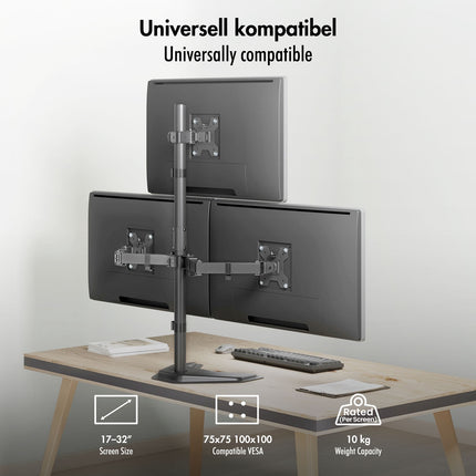 Stojan na 3 monitory 17-32" s nastavitelnými rameny, černý