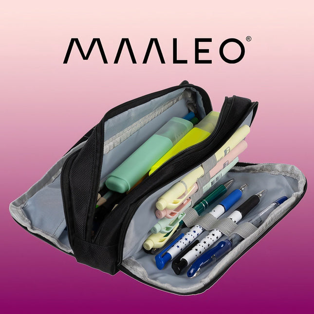Trojitý skládací penál – černý Maaleo 24476