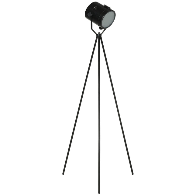 Vintage černá kovová stojací lampa se stativem, E27, Ø58x136cm