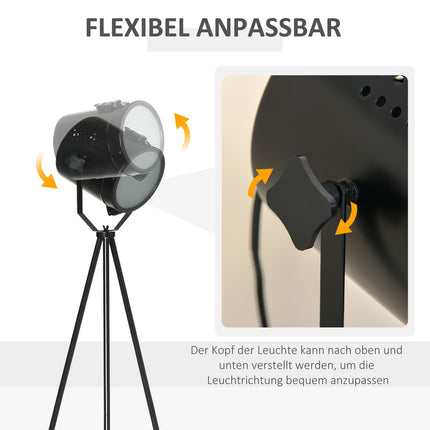 Vintage Black Metal Tripod Floor Lamp, E27, Ø58x136cm