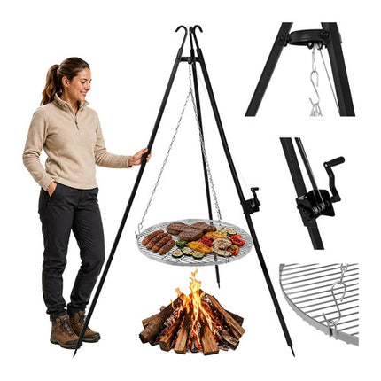 Zahradní gril na trojnožce – nerezový rošt 70cm