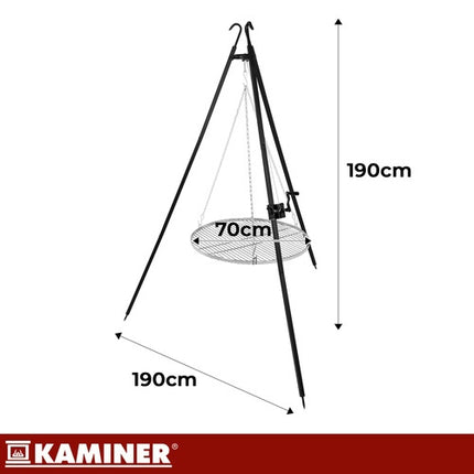 Zahradní gril na trojnožce – nerezový rošt 70cm