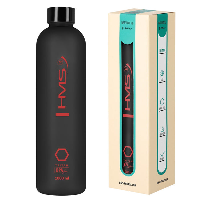 Tritan Waterfles, Zwart, Lekvrij, 1L