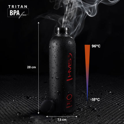 Láhev na vodu Tritan, nepropustná, 1L, černá