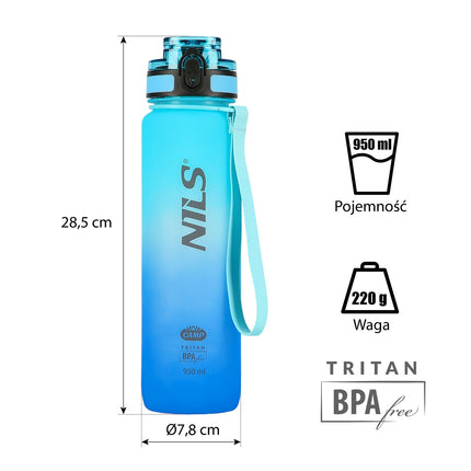 Tritan-Trinkflasche, Blau, Robust, BPA-frei