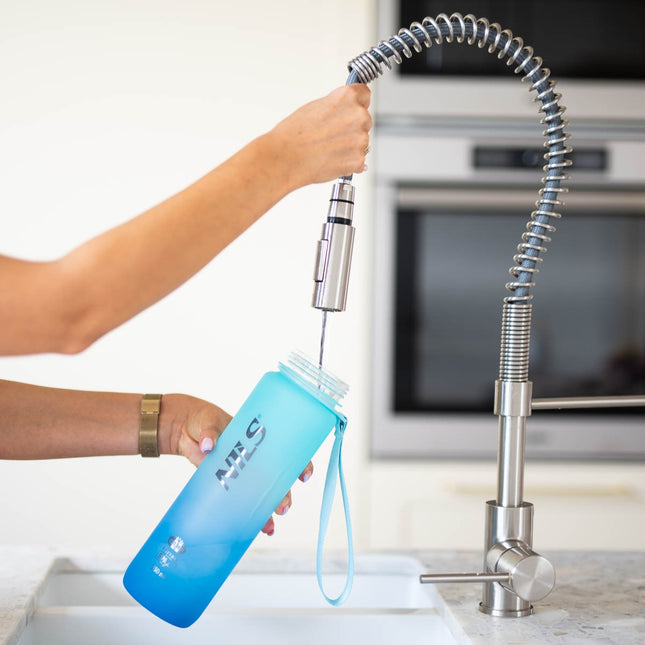 Tritan waterfles, blauw, duurzaam, BPA-vrij