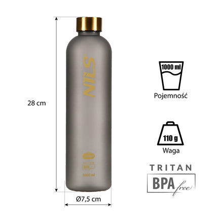 Láhev na vodu Tritan, 1000 ml, šedá