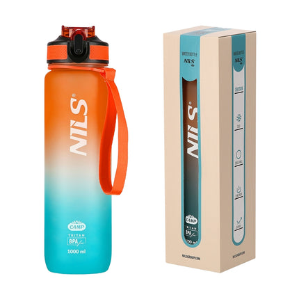 Láhev na vodu Tritan, nepropustná, 1000 ml, oranžovo-modrá