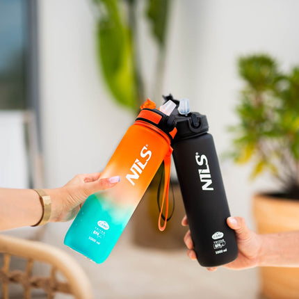 Láhev na vodu Tritan, nepropustná, 1000 ml, oranžovo-modrá