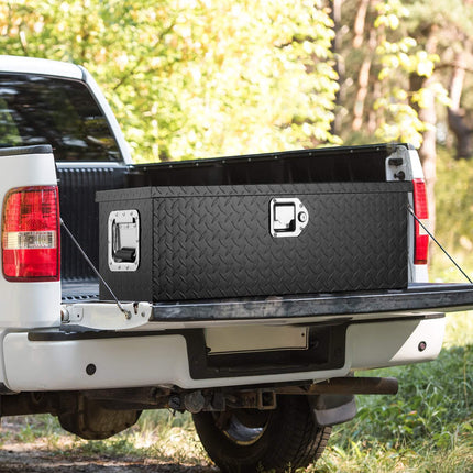 Truck Bed Tool Box, Aluminum Diamond Plate, Lock, 30 Inch