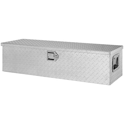 Truck Bed Tool Box, Aluminum Diamond Plate, Lock, 39x13x10
