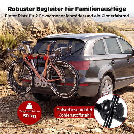 Trunk Mount 3-Bike Rack with Anti-Sway Straps & Soft Padding
