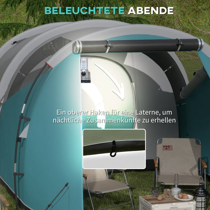Camping tent for 5, 2 rooms, waterproof, carry bag
