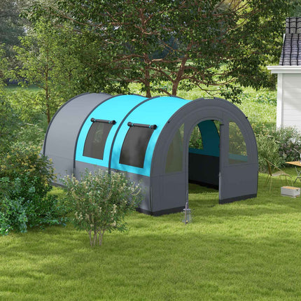 Kempingový stan pro 6 osob – 2 kabiny, lehký, 3000 mm šedá