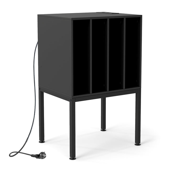Stojan na gramofon s nabíjecí stanicí a 4 přihrádkami