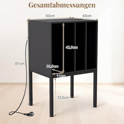 Stojan na gramofon s nabíjecí stanicí a 4 přihrádkami