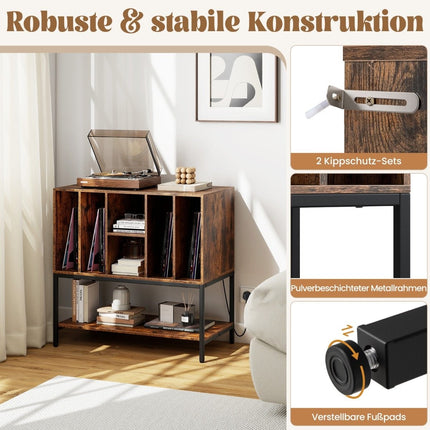 Stojan na gramofon s nabíjecí stanicí a úložným prostorem na desky