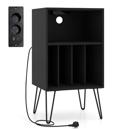 Stojan na gramofon s nabíjecí stanicí a úložným prostorem na desky