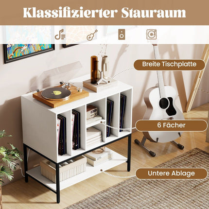 Stojan na gramofon s nabíjecí stanicí a úložným prostorem na desky