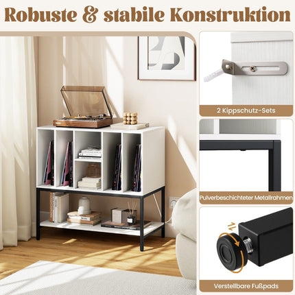 Stojan na gramofon s nabíjecí stanicí a úložným prostorem na desky